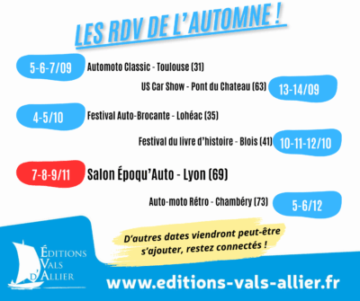 Affiche les rendez-vous de l’automne – Agenda Éditions Vals d’Allier